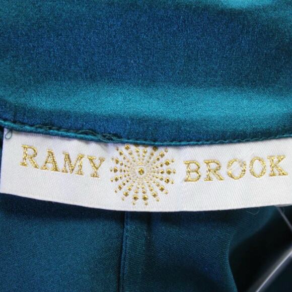 Ramy Brook Silk Satin Emerald Green Oversized Cap Sleeve Blouse S - Picture 4 of 6